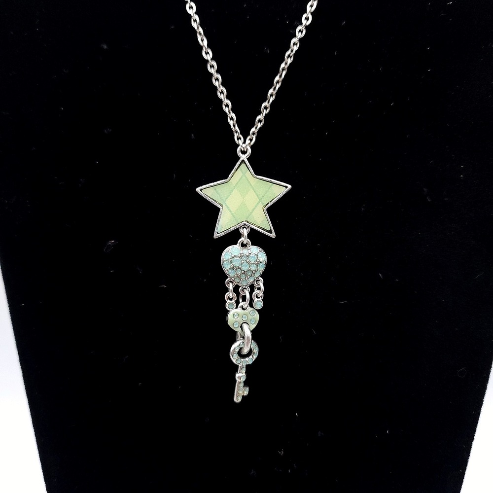 Pilgrim Danish Design Necklace Swarovski Heart Green Star Key NWT